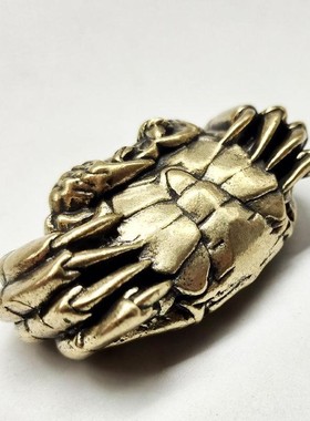 摆件品纯铜小工艺办公铜生肖招财饰品客厅螃蟹黄铜桌面礼品挂件玄