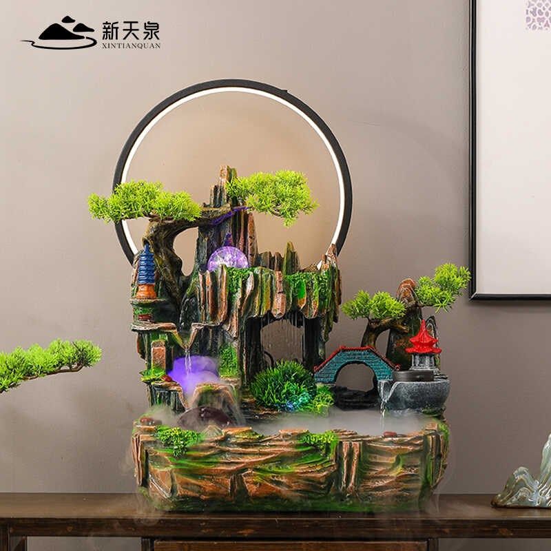 招财假山流水摆件公司前台高档装饰品客厅循环加湿器店铺开业祝福,淘宝优惠券,粉丝福利购,淘宝优惠卷