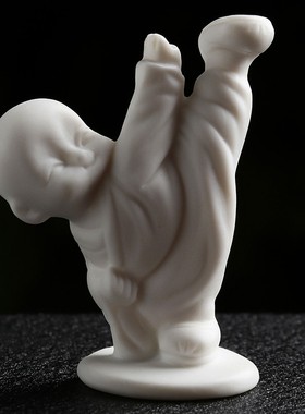 创意陶瓷人物摆件中国白白瓷茶玩茶宠花宠车载装饰品茶道花道配件