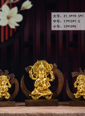 泰国木雕工艺品象鼻神摆件客厅玄关书房桌面创意家居禅意装饰摆设