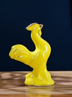 陶瓷小黄色马家居客厅玄关摆件创意生肖书房开业乔迁装饰礼品一对