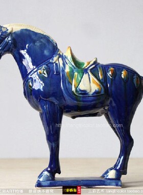 陶瓷马唐三彩六骏马家居具摆设饰件陶瓷器工艺送礼物品商务景德镇