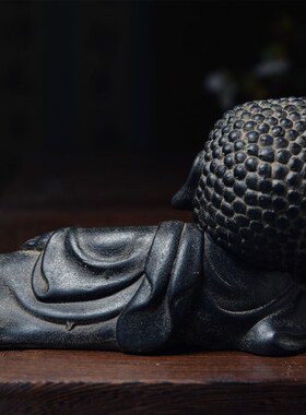 仿古中国风禅意小卧佛摆件家居茶室装饰软装