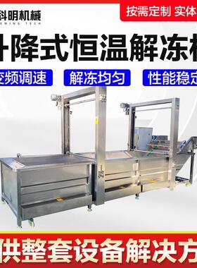 全自动冻肉鱼盘解冻池温水鸡胸肉解冻清洗流水线鸡骨架虾盘解冻机
