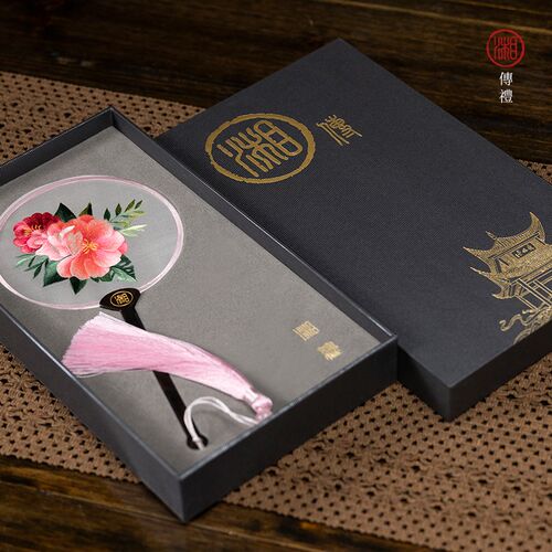 湘传礼真丝纯手工面绣精致小团扇夏湖南特色工艺礼品 - 图2
