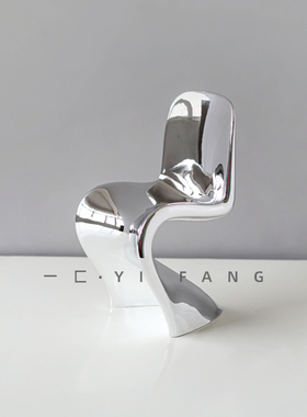 一匚样板房银色艺术飘带树脂电镀售楼处电视柜客厅装饰品