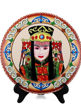 蒙古族特色皮画民族风画摆台手工压装饰画内蒙古工艺礼品