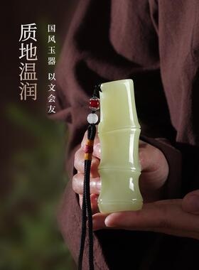 汉玺《节节高升》玉石竹子手把件随身文玩桌面摆件送男友节日礼物