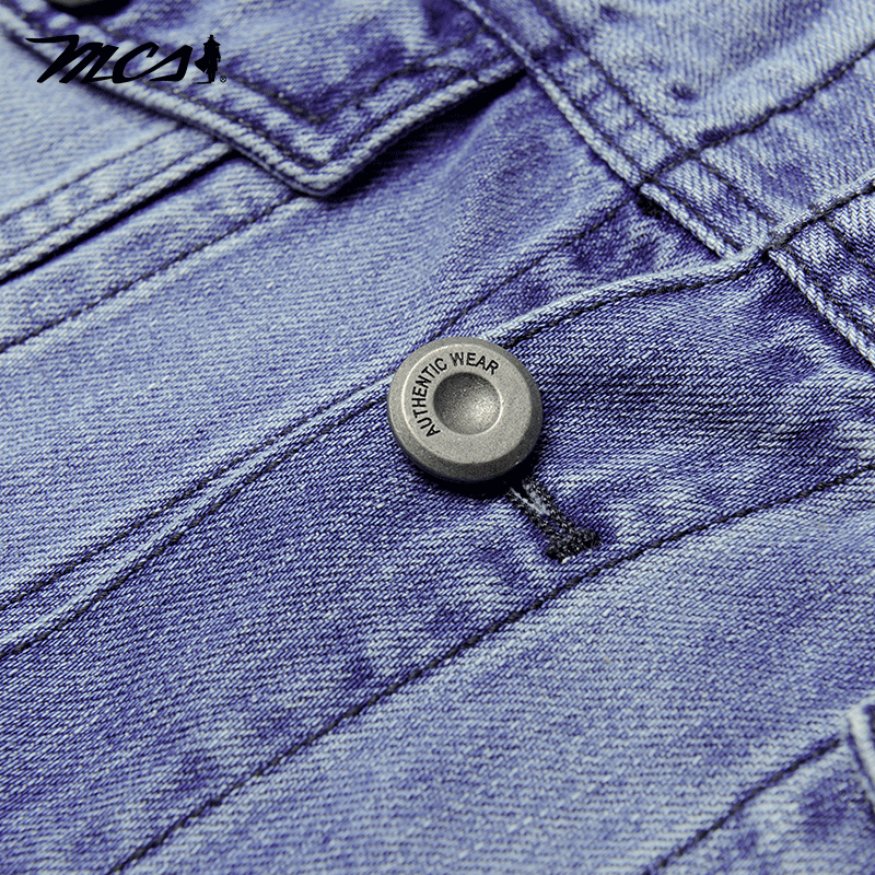 MCS男装源自万宝路纯棉翻领纽扣牛仔外套男士春秋经典休闲夹克男 - 图3