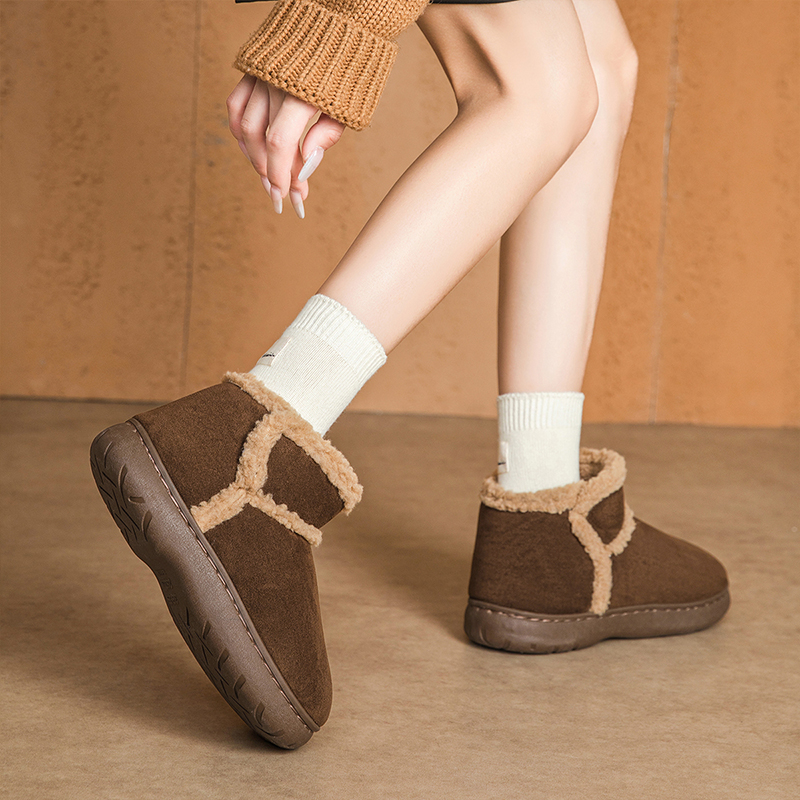 名创优品厚底雪地靴女2025冬季新款加绒厚棉鞋防滑外穿棉拖鞋御寒 - 图2