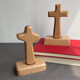 Yuanmu Craftsman Wooden Cross Desk Ornaments Home Decoration 14cm Handheld Solid Wood Cross Boxed