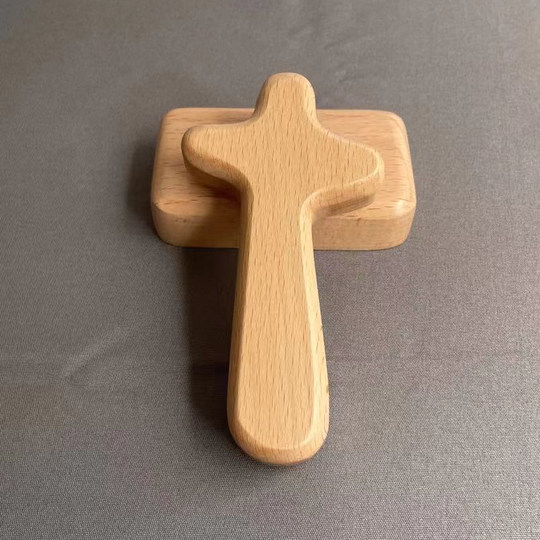 Yuanmu Craftsman Wooden Cross Desk Ornaments Home Decoration 14cm Handheld Solid Wood Cross Boxed