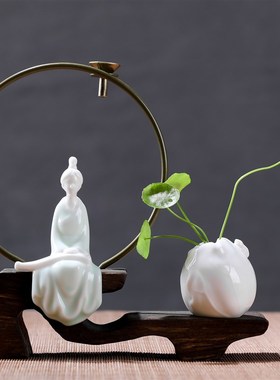 创意古典琴棋书画仕女陶瓷人物家居摆件中式客厅桌面书房饰品香道