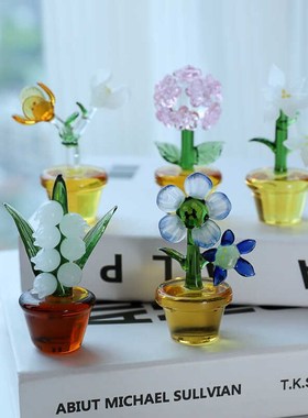 创意车内饰品小花朵摆件 汽车中控台向日葵车载清新花朵玻璃摆件