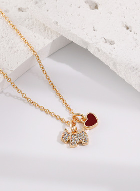 设计款爱心小狗项链女锁骨链