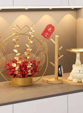 创意招财猫托盘摆件入户玄关钥匙收纳家居装饰品乔迁新居开业礼物