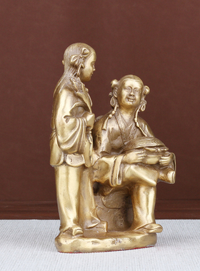 纯铜和合二贤摆件 家庭婚房贺新婚结婚摆设 家居卧室夫妻摆件礼品