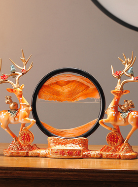 鹿摆件一对客厅入户进门玄关放钥匙收纳创意乔迁新居礼品装饰品