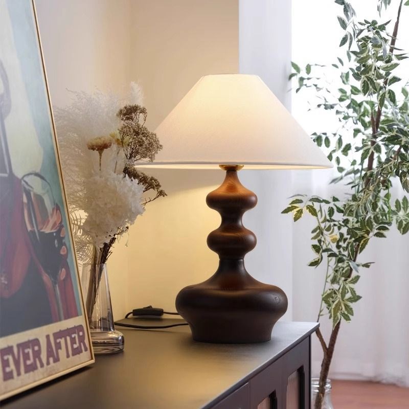 法式复古实木台灯中古客厅书房创意轻奢高级感落地卧室床头氛围灯 - 图2