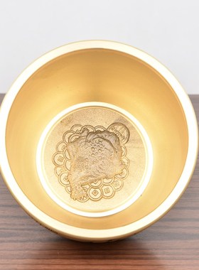 黄铜米缸福字财神爷做生意商铺聚宝盆家用招财象鼻招财缸百福缸