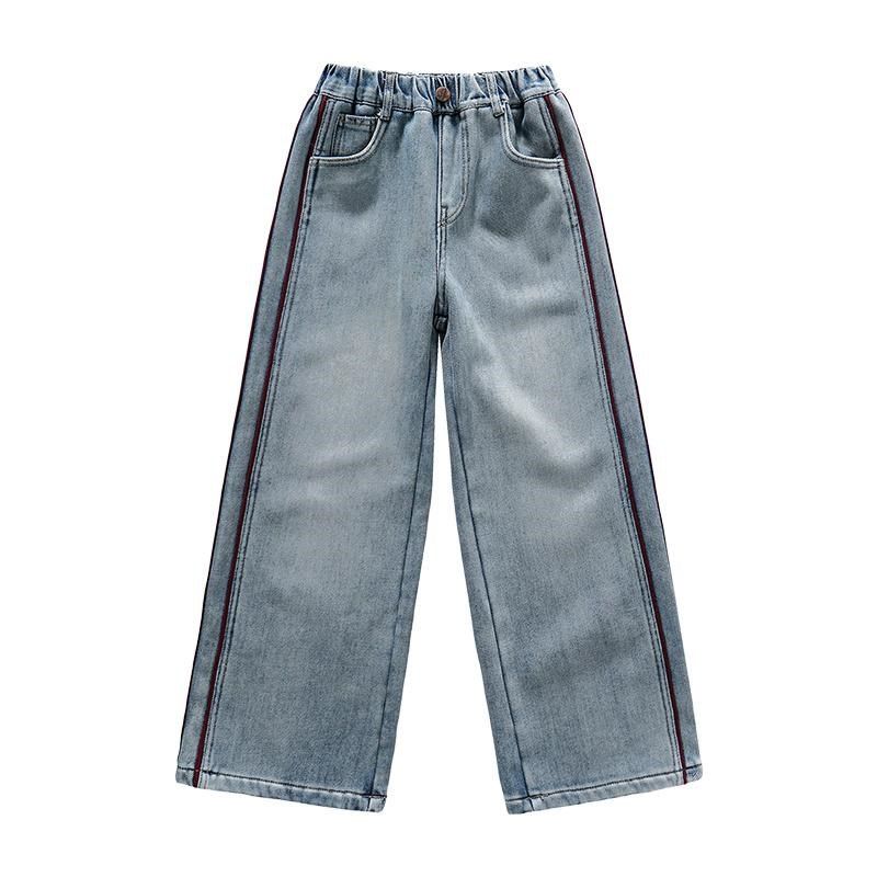 女童加绒牛仔裤秋冬一体绒2024新款加厚阔腿裤中大童宽松休闲长裤,淘宝优惠券,粉丝福利购,淘宝优惠卷