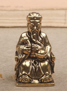 纯黄铜土地公神像土地婆供奉家用镇宅福德正神土地爷铜像佛像摆件