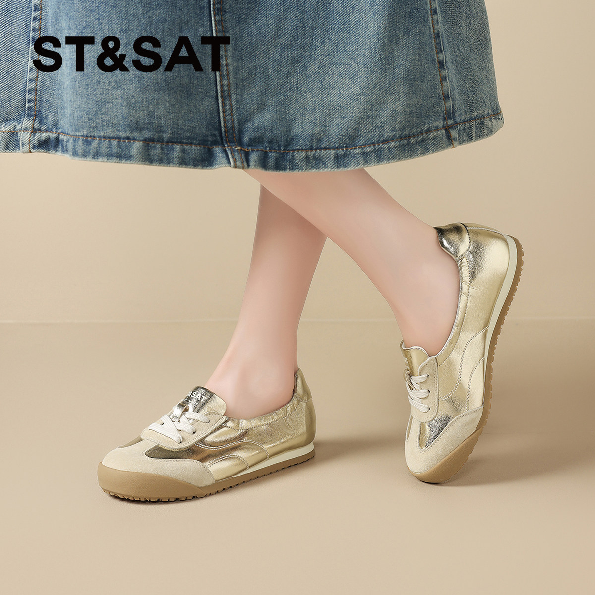 星期六新款时尚软底浅口德训鞋女士芭蕾舞鞋运动鞋百搭休闲鞋女鞋 - 图1