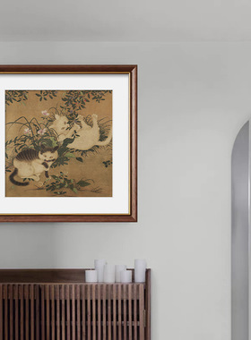 新古风客厅装饰画,挂画朱瞻基唐苑嬉春图书房壁画