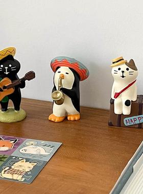 娱乐生活治愈摆件 可爱猫咪桌面氛围感公仔 店面文艺背景墙装饰品