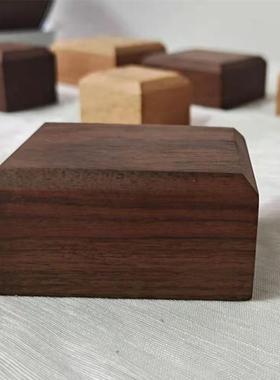 黑胡桃木块方块胸像模型摆件底座diy手工小制作材料实木垫高