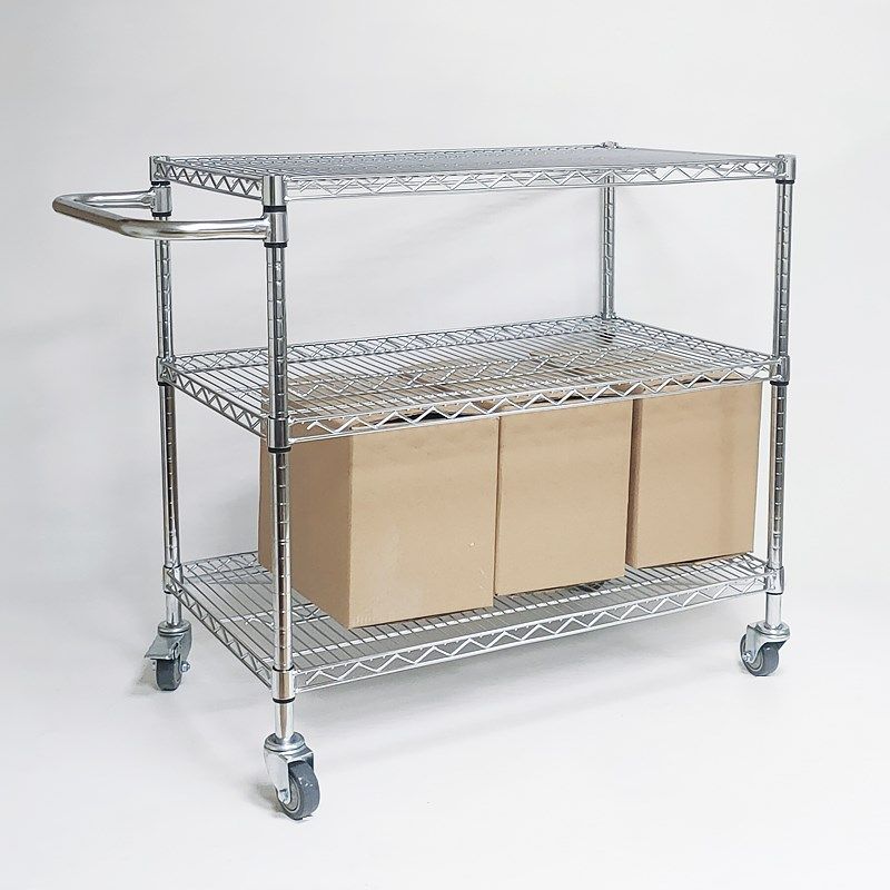三层工具车不锈钢色周转置物架小推车搬运车移动分拣车拉货手推车,淘宝优惠券,粉丝福利购,淘宝优惠卷