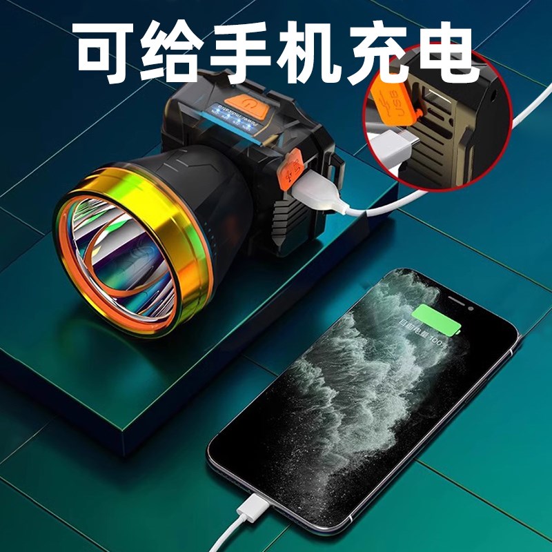 夜钓鱼头灯强光充电超亮头戴式户外超长续航手电筒矿灯轻感应 - 图2