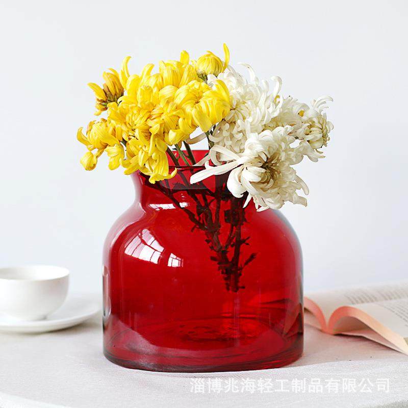 特大号轻奢大红色玻璃花瓶富贵竹百合水培插花花器新年家居装饰品,淘宝优惠券,粉丝福利购,淘宝优惠卷