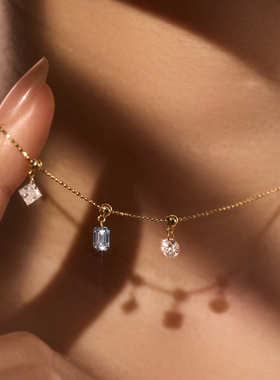 力量钻石自由力量素链日常百搭18K金项链女基础链生日礼物送女友