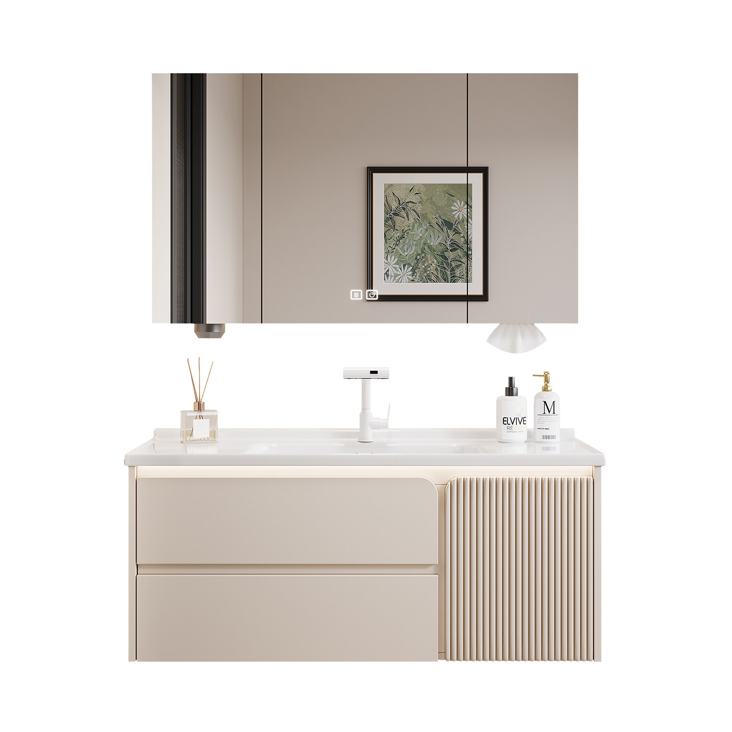 法恩莎奶油风铝合金浴室柜陶瓷一体卫生间洗漱台洗脸洗手盆柜组合,淘宝优惠券,粉丝福利购,淘宝优惠卷