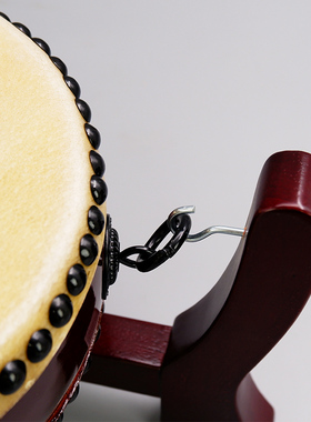 实木三脚架牛皮扁鼓帝钟架子