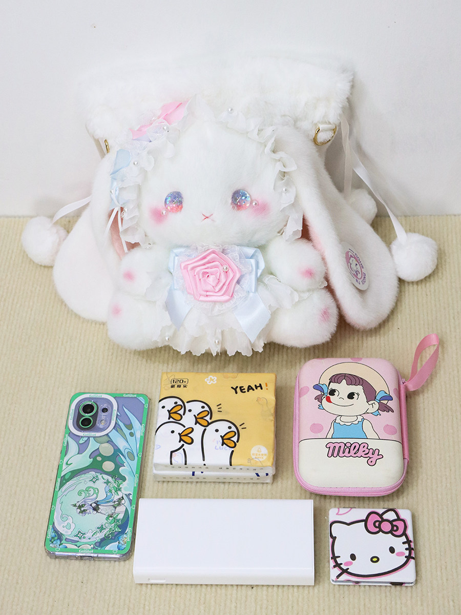 熊兽星球 梦境水桶兔包 Lolita手作兔包抽绳斜跨可双肩大容量可爱,淘宝优惠券,粉丝福利购,淘宝优惠卷