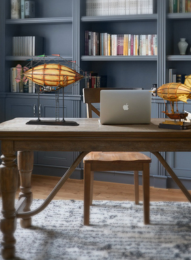 复古铁艺飞艇飞船模型儿童房客厅商场橱酒吧装饰品摄影道具