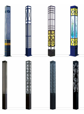 led太阳能方形景观灯柱3米户外防水绿化中式仿古花园景观庭院路灯