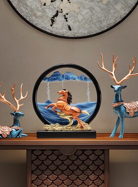 沙画小摆件马工艺品办公桌小众家居装饰品办公室柜子陈列沙漏摆设