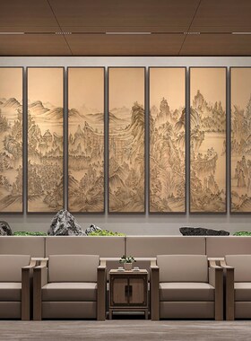 新山水风景饰画酒店大堂过道巨幅挂画别墅客厅墙壁挂画