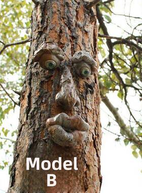 独立站外贸热卖树皮脸树怪五官摆件覆活节挂饰户外花园创意道具