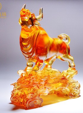 牛办公室琉璃工艺品客厅办公室公司桌面创意业礼品档定制