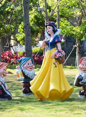 幼儿园商场美陈布置园林景观雕塑小品卡通物白雪公小矮