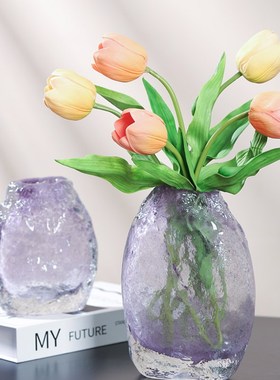 艺术琉璃紫色瓶电视柜玄关水培器装饰