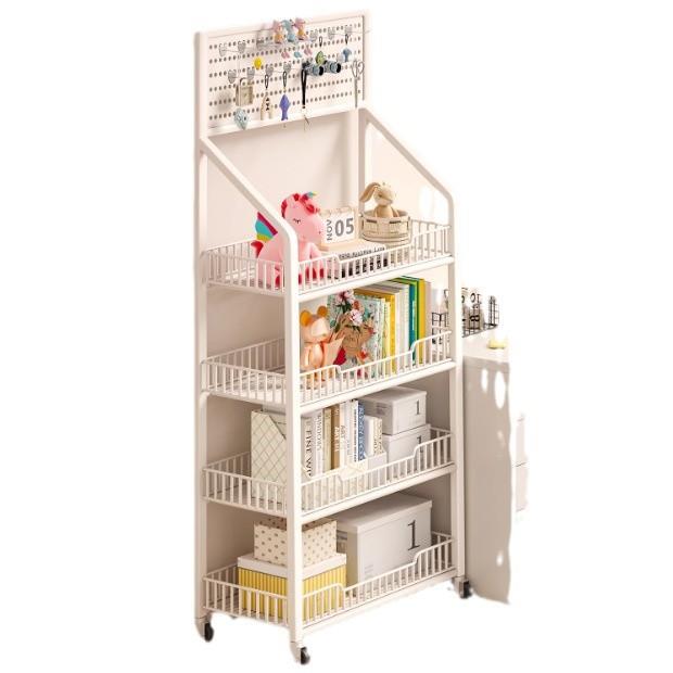 Hole board bookshelf movable floor-standing storage rack for home living room multi-layer simple combination student book storage rack
