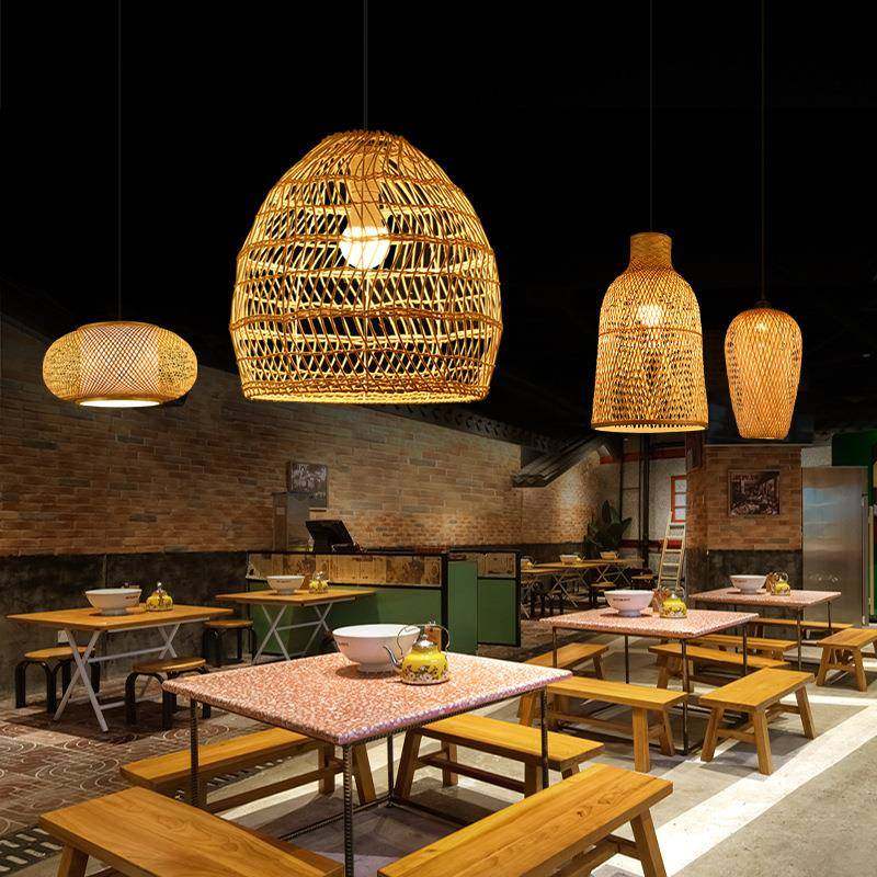 日式竹编吊灯复古藤艺草帽灯竹艺茶室饭店餐厅新中式灯笼藤编灯聚,淘宝优惠券,粉丝福利购,淘宝优惠卷