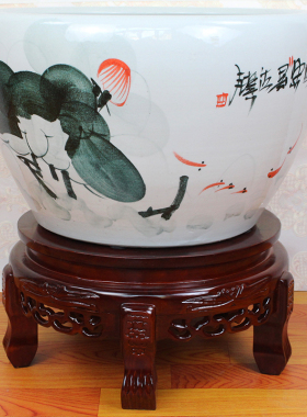 圆底座实木奇石工艺品圆客厅鱼缸根雕矮架子盘座