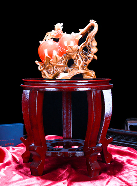 盆瓶底座架实木圆形奇石酒坛鱼缸架底座木盘