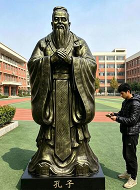 定制孔子雕塑玻璃钢订做老子雕像亲人物铸铜肖像校园文化大型摆件